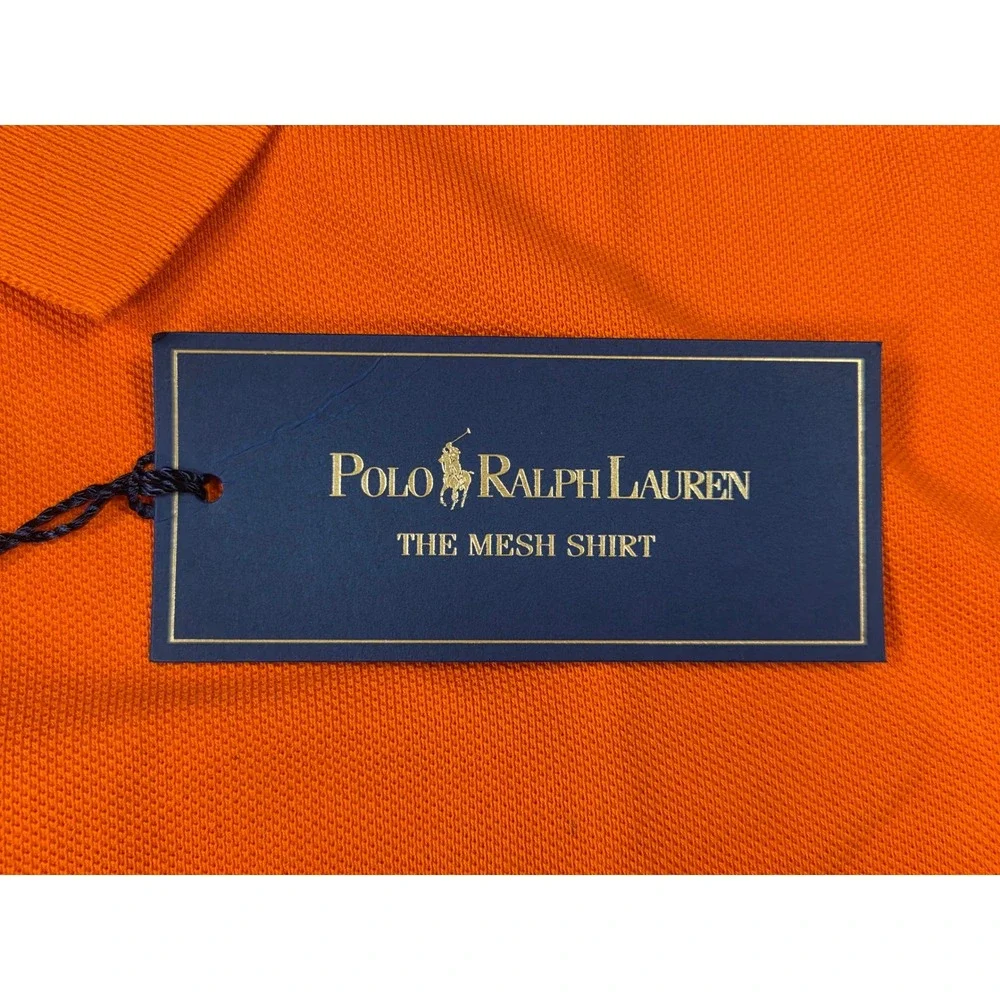 NEW Polo Ralph Lauren Mens Mesh Shirt Polo Orange Pony M Vintage NWT *FLAW*